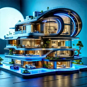 Tech 3d Render: Futuristic Smart Home With Large, Futuristic