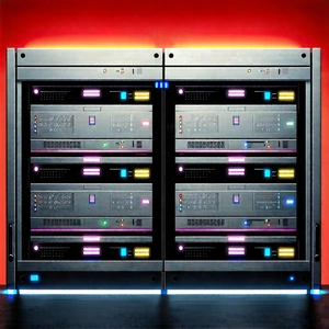 Tech Charcoal Drawing: Server Rack With Neon Accents With Large, Modern-looking