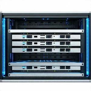 Tech Product Photography: Server Rack With Laser Scanning With Large Computer