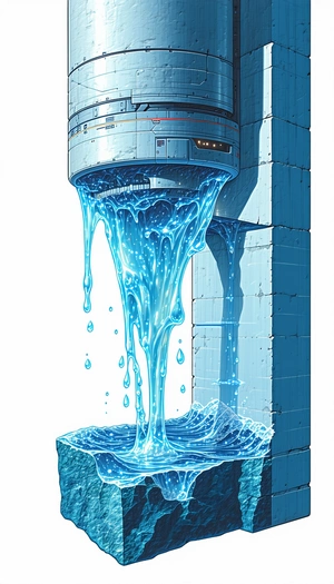 A Blue And White Cartoon Water Tower Is Shown In The Image