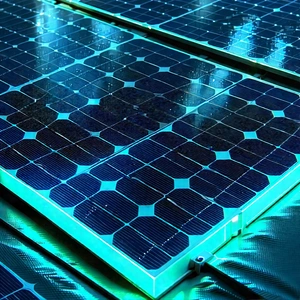 Tech Tilt-Shift Photography: Solar panel with blue light glow