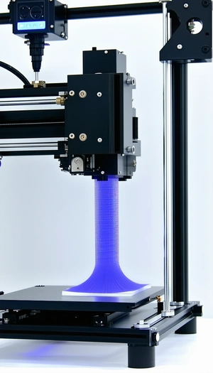 A 3d Printer In Action, Creating A Blue Object