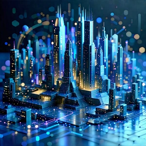 Tech Low Poly: Digital Transformation Visualization With Futuristic Cityscape