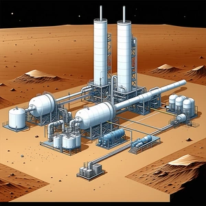 computer-generated (CGI) drawing large industrial