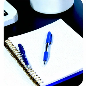 Business Infographic Style: Workplace with notebooks and pens on desk
