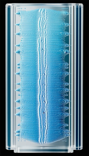 A Blue And White Striped Object, Possibly A Piece Of Art Or A Decoration, With A Blue Background