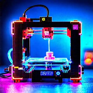 3d Printer With Neon Accents With Printer Shown