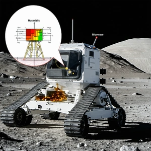 A White Vehicle, Possibly A Rover Or A Tractor, Parked On A Rocky Surface