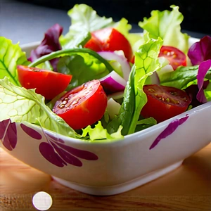 Lifestyle Macro Photography: Fresh Salad Prepared With Organic Components With Large Bowl