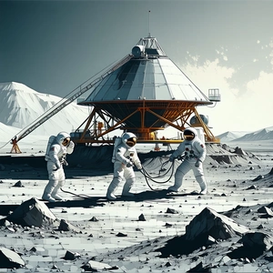 In The Image, There Are Three Astronauts Standing On The Surface Of The Moon