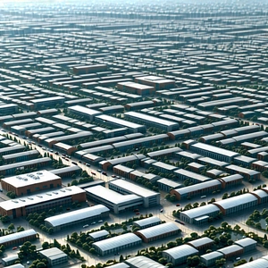 Urban Cinema 4D: Aerial view of urban renewal area