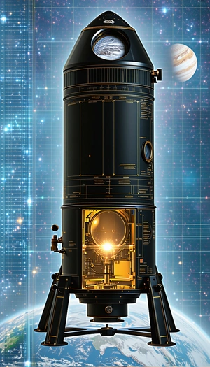 A Large, Black, And Gold Spacecraft With A Dome-shaped Top