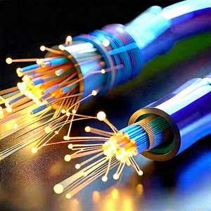 Tech Low Poly: Close-up Of Fiber Optic Cables With Close-up Bunch