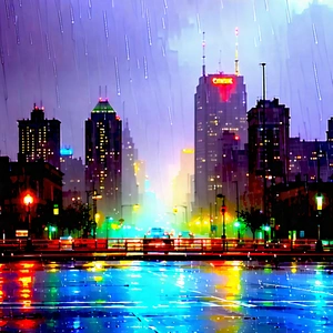 Urban Professional Photography: Cityscape Of Downtown District During Rainy Evening With City Street