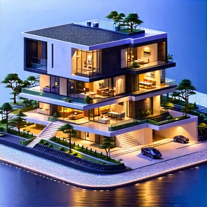 Urban Isometric Design: Modern apartment complex with minimalist design