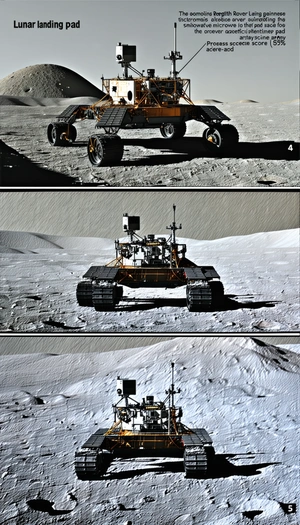The Image Is A Collage Of Three Pictures Showing A Robotic Vehicle On A Sandy Surface