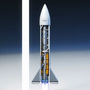 A Rocket Is Shown In A Close-up View, With Its Engine And Fuel System Visible