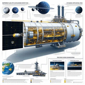 A Large Spacecraft Is Shown In A Diagram, With Various Parts Labeled