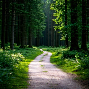 Nature Landscape Photography: Path Through Dense Forest With Serene Forest