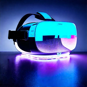 Vr Headset With Holographic Display With Purple Blue