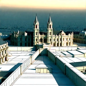 Urban Diagram Style: Cityscape Of Historic (city:1.26) Center During Midday With Large, Ornate
