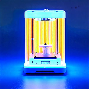 Tech Etching: 3d Printer With Blue Light (glow:1.18) With White Machine
