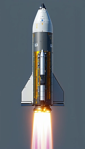 A Rocket Is Shown In A Close-up View, With Its Engine And Fuel Tank Clearly Visible