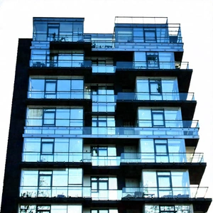 Urban Editorial Photography: Modern apartment complex with reflective glass