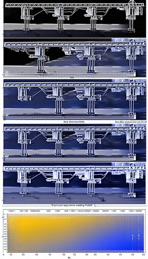 The Image Is A Series Of Three Pictures, Each Showing A Different Perspective Of A Bridge