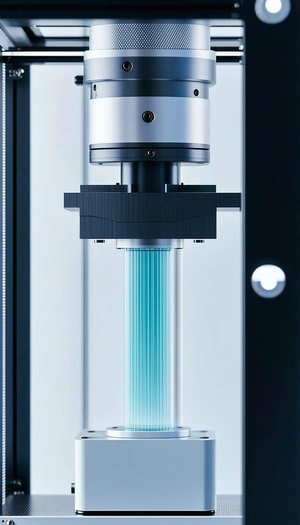 A Blue Light Is Shining Through A Glass Window