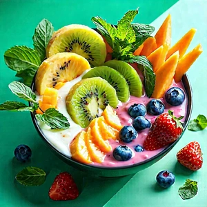 Lifestyle Unreal Engine: Smoothie Bowl Prepared With Fresh Ingredients With Large Bowl