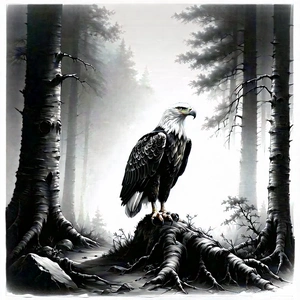 Nature Charcoal Drawing: Eagle In (forest:1.19) Environment With Majestic Bald