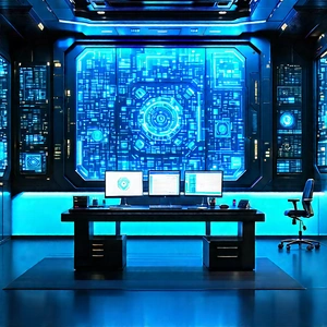Futuristic Tech Startup Office With Futuristic Office