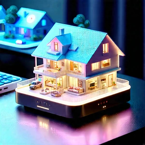 Smart Home Device With Glowing Screen With Small Model