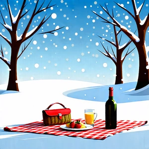 Lifestyle Flat Design: Summer Picnic During Winter With Image, There