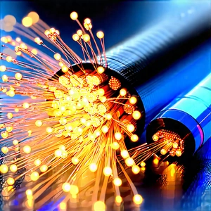 Close-up Of Fiber Optic Cables With Close-up Blue