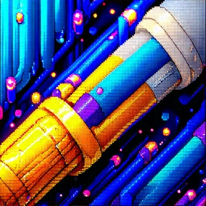 Close-up of fiber optic cables