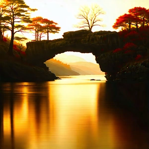 Nature Stock Photography: Natural Arch In Autumn Colors With Beautiful Painting