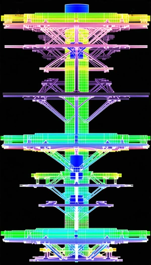 The Image Is A Black And White Photo Of A Large Structure, Possibly A Building Or A Tower