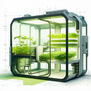 A Large, Futuristic Greenhouse With A Variety Of Plants Growing Inside