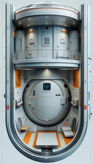 In The Image, There Is A Large, Open Space With A Circular Room In The Center