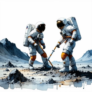 In The Image, There Are Two Astronauts Standing On A Rocky