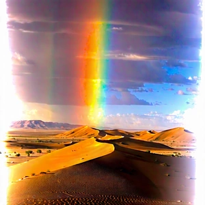 Nature Long Exposure Photography: Rainbow Over Desert With Beautiful Rainbow
