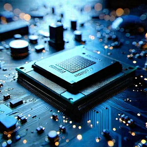 Close-up Of Microprocessor With Close-up Computer