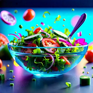 Lifestyle 3d Render: Fresh Salad Prepared With Fresh Ingredients With Large Bowl
