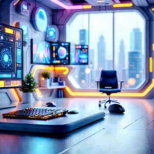 (futuristic:1.15) Tech Startup Office With Image