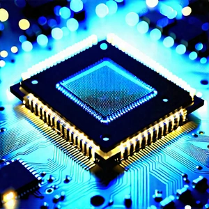 Microchip with blue light (glow:1.12)