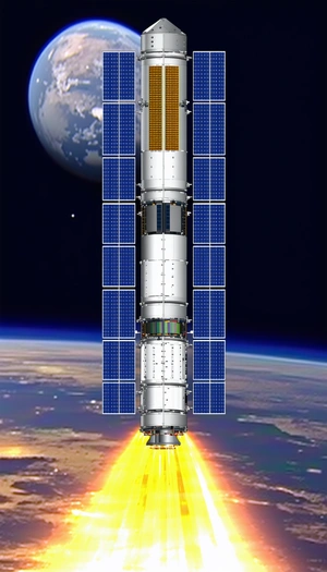 A Space Shuttle Is Shown In The Image, Flying Through The Sky With Its Solar Panels Open