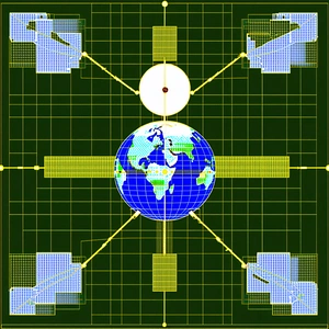 A Large, Three-dimensional Model Of The Earth, With A Globe At The Center