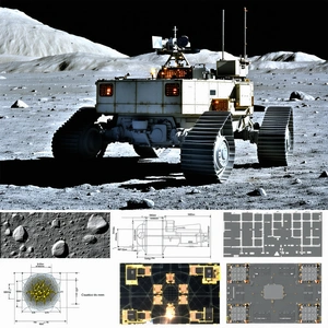 A White Vehicle, Possibly A Rover Or A Spacecraft, Driving On A Rocky Surface